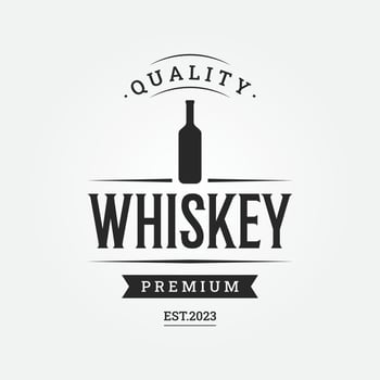 Vintage premium whiskey logotype label with hand lettering. for drinks , rum, pub, company. vector