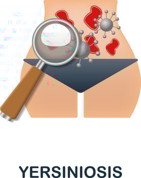 Yersiniosis icon. 3d illustration from deseases collection. Creative Yersiniosis 3d icon for web design, templates, infographics and more vector
