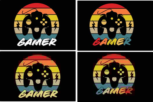 gaming  vector design set , retro gaming Vector design for t shirt