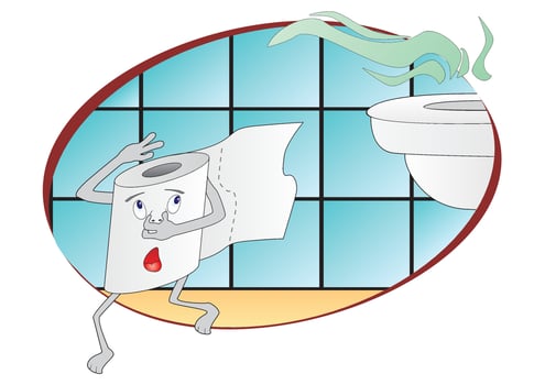 Toilet paper escaping from bathroom vector