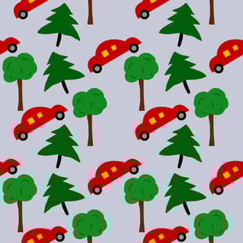 car pattern with tree vector