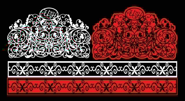 Decorative wall panels set Jali design CNC pattern, laser cutting pattern, router CNCcutting.Jali Laser cut decorative panel set with lace pattern. vector