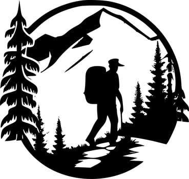 Hiking - Black and White Isolated Icon - Vector illustration