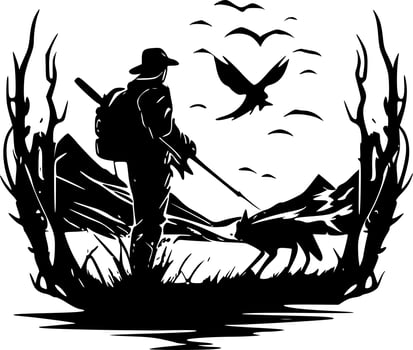 Hunting, Minimalist and Simple Silhouette - Vector illustration