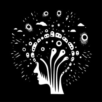Psychedelic - Black and White Isolated Icon - Vector illustration