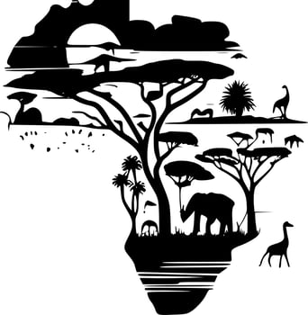 Africa - Black and White Isolated Icon - Vector illustration