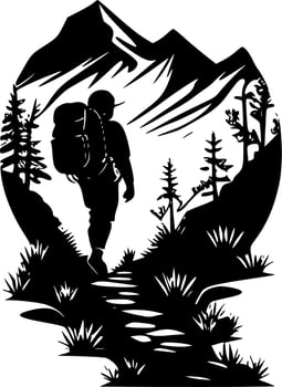 Hiking - Minimalist and Flat Logo - Vector illustration