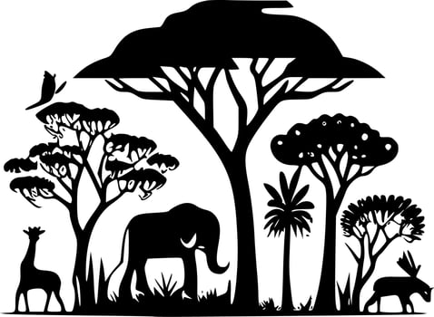 Safari - Black and White Isolated Icon - Vector illustration
