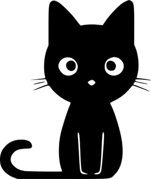 Cat - Black and White Isolated Icon - Vector illustration