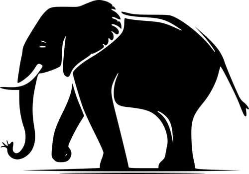 Elephant - Black and White Isolated Icon - Vector illustration