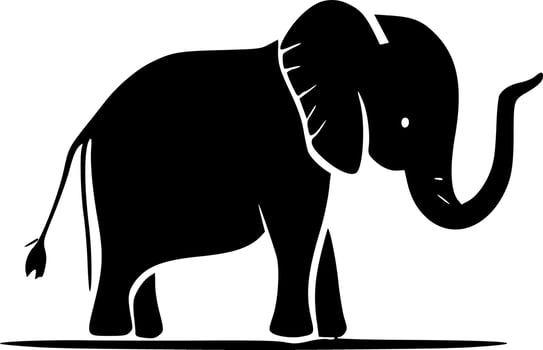 Elephant - Black and White Isolated Icon - Vector illustration