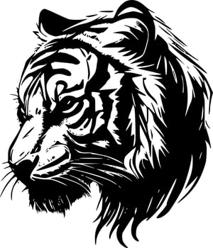 Tiger - Black and White Isolated Icon - Vector illustration