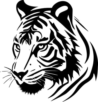 Tiger - Black and White Isolated Icon - Vector illustration