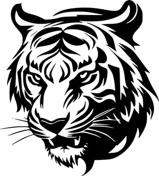 Tiger, Black and White Vector illustration