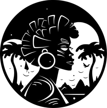 African, Black and White Vector illustration