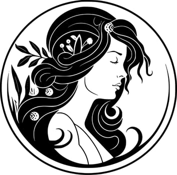 Art Nouveau - Black and White Isolated Icon - Vector illustration