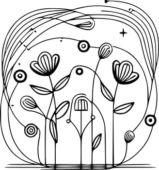 Flower Abstract, Minimalist and Simple Silhouette - Vector illustration