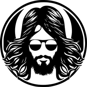 Hippie - Black and White Isolated Icon - Vector illustration