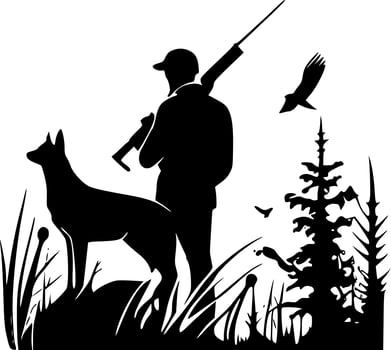 Hunting - Black and White Isolated Icon - Vector illustration