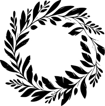 Wreath - Black and White Isolated Icon - Vector illustration