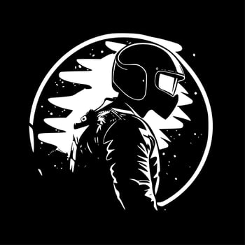 Biker - Black and White Isolated Icon - Vector illustration