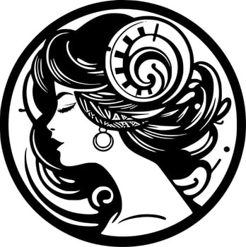 Art Nouveau - Black and White Isolated Icon - Vector illustration