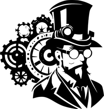 Steampunk - Black and White Isolated Icon - Vector illustration