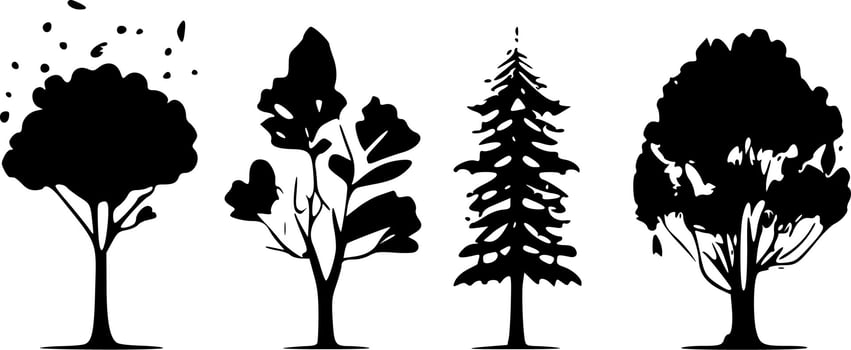 Trees - Black and White Isolated Icon - Vector illustration