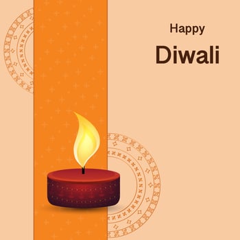 Happy Diwali Celebration Poster Design With Tealight Candle On Orange Mandala Pattern Background. vector