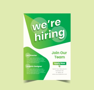We are hiring flyer design template. We are Hiring job Poster Design, Job Vacancy Leaflet Template. vector