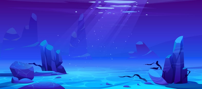 Ocean or sea underwater background. Empty bottom vector