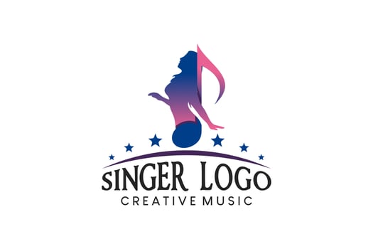 Singing woman silhouette design combined with tone icon for singer logo and woman voice vector