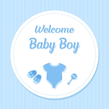 Baby boy shower invitation card vector