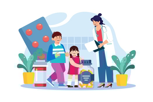 A pediatrician provides medical care for infants, children, and adolescents. vector