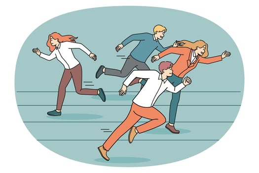 Weak woman quit race refuse compete with others vector
