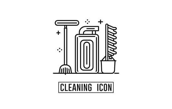 Cleaning icons, Cleaning icon outline vector, cleaning tools, Cleaning lineart icon vector