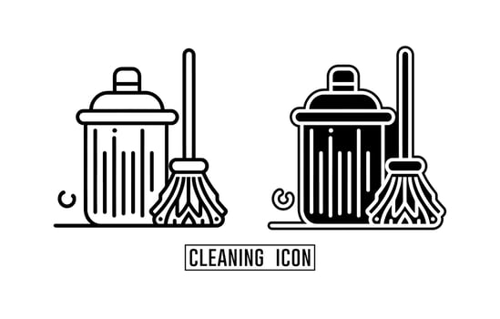 Cleaning icons, Cleaning icon outline vector, cleaning tools, Cleaning lineart icon vector