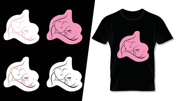 Happy mother's day typography vector tee shirt, lettering and template design for Mom and children.