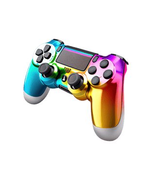 Colorful wireless gaming controller on transparent background, created with png