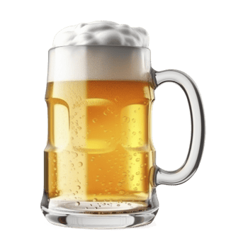 Beer mug with foam cap on the transparent background, created with png