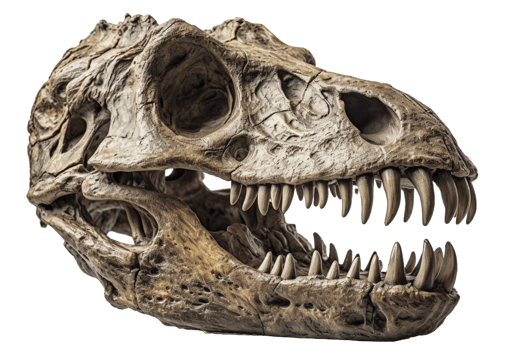 Dinosaur skull on transparent background, created with png