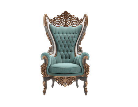 Front view of victorian royal chair on transparent background, created with png