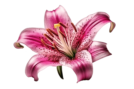 Pink lily flower on transparent background, created with png