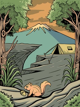Vector illustration of camping in nature