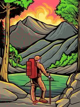 Mountain climber vector illustration