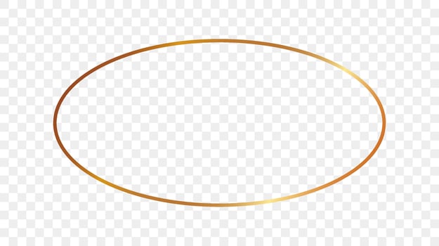 Gold glowing oval shape frame vector