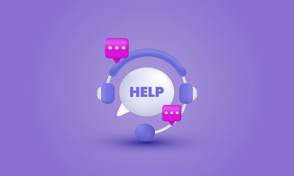 3d realistic call center online customer support illustration trendy icon modern style object symbols illustration isolated on background vector