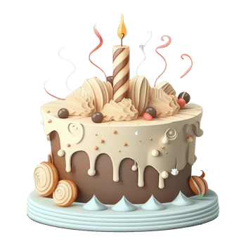 cute Birthday cake with candles . png