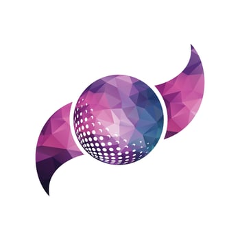 Golf logo with elements of ball design. Can be used for golf equipment companies. vector