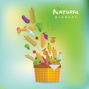 Basket with fresh natural vegetables vector